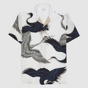 Reiss Gigi Swan Printed Cuban Collar Camp Shirt - S